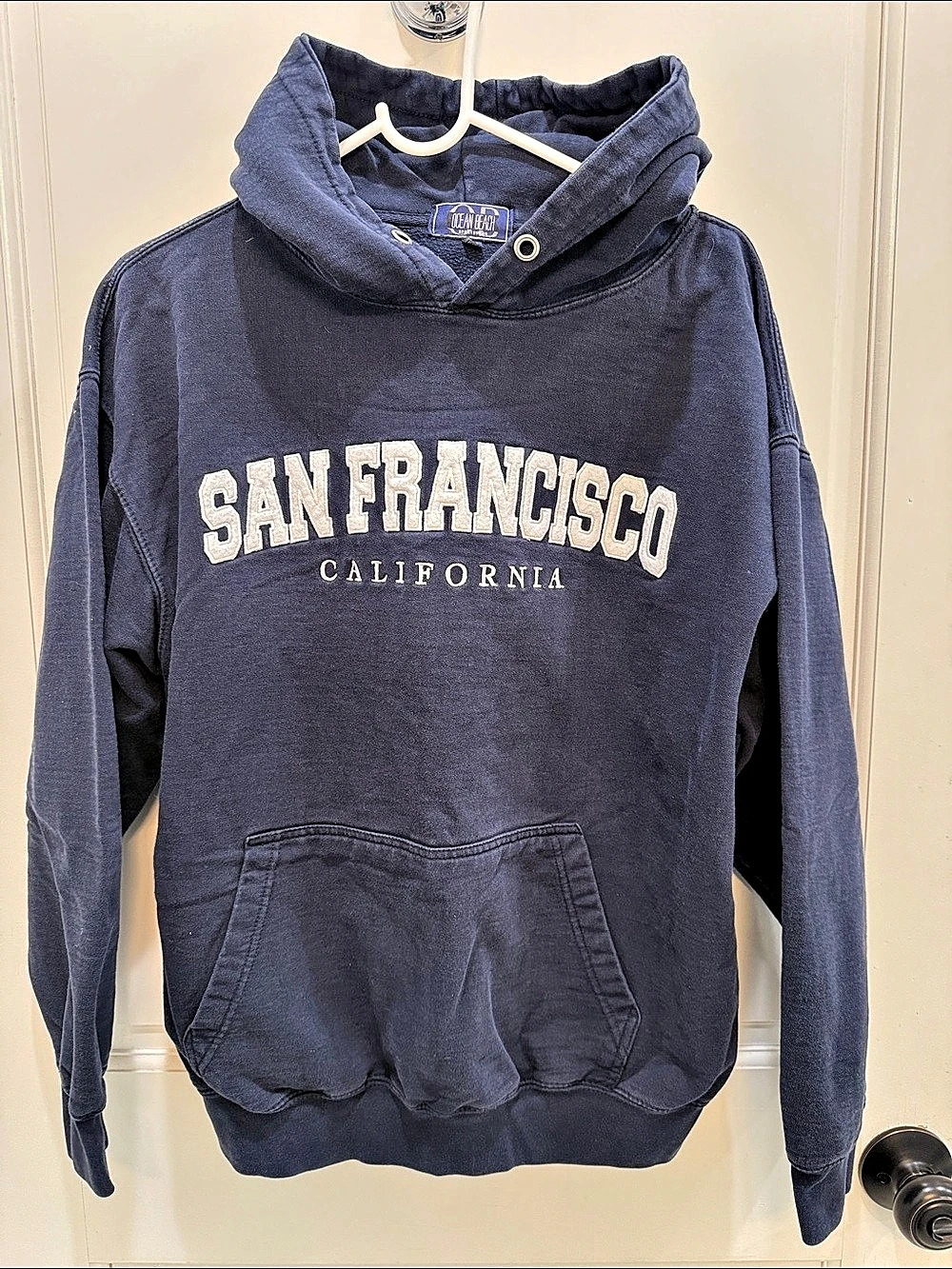 Vintage Ocean Beach San Francisco Hoodie in Blue Large
